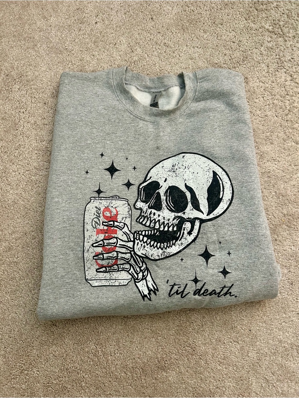 Diet Coke ‘til Death Women’s Skull Graphic Crewneck Sweatshirt